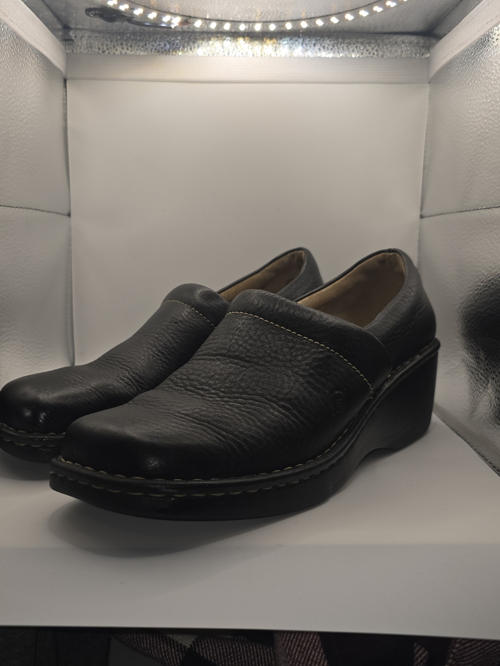 Born Concept Shoes Womens 9.5M Clogs Wedge W3898 Black Slip On Shoes